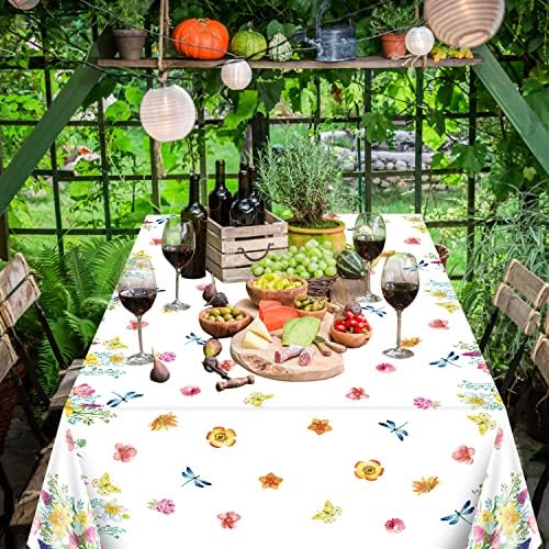 4 Pack Summer Floral Plastic Tablecloth for Parties and Picnics