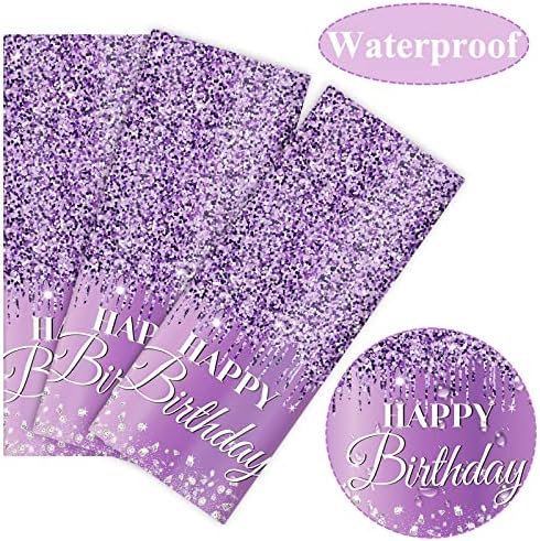 3 Piece Purple Silver Birthday Tablecloths for Party Decorations