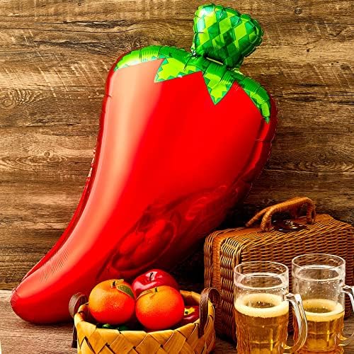 12 Pcs Chili Shaped Foil Balloons for Mexican Fiesta Decorations