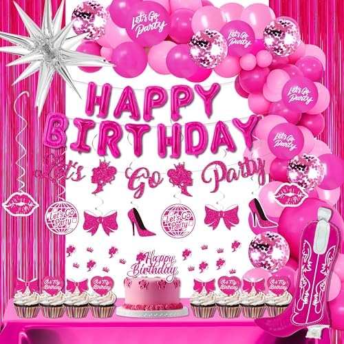 Hot Pink Birthday Decorations for Girls - 110PCS Balloons Arch Kit