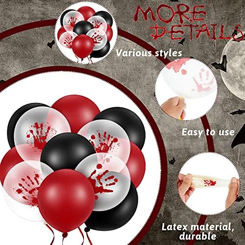 Zhanmai 60 Halloween Balloons Blood Handprint Set for Party Decorations
