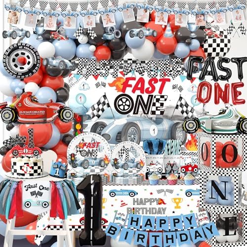 Fast One Birthday Decorations Boys Race Car Party Supplies