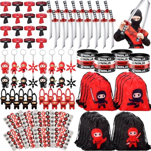 Tondiamo 112 Pcs Ninja Pirate Party Favors Pack