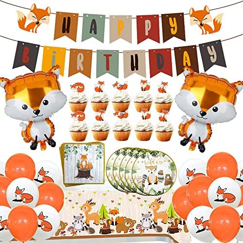 Fox Birthday Party Decor Kit 48PCS