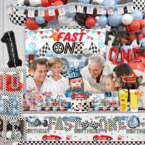 Fast One Birthday Decorations Boys Race Car Party Supplies