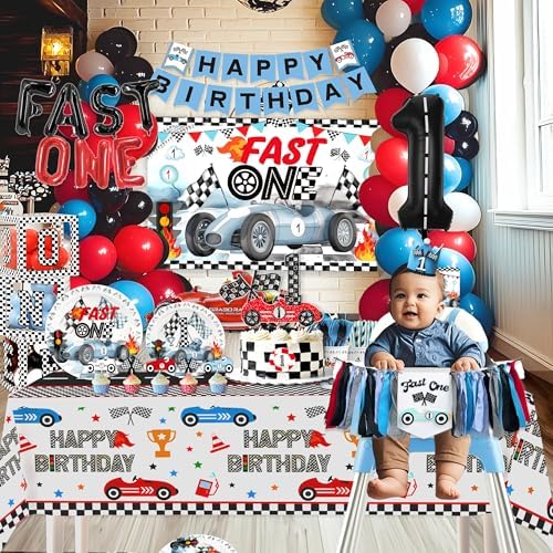 Fast One Birthday Decorations Boys Race Car Party Supplies