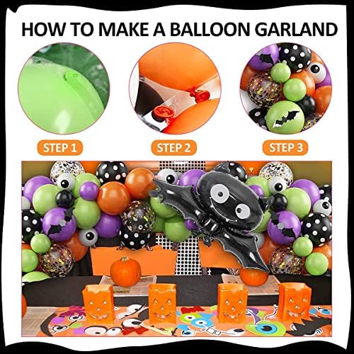 Halloween Balloons Garland Arch Kit with Bat and Confetti Balloons