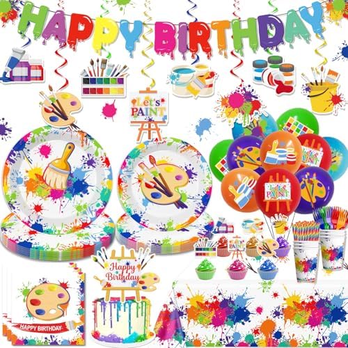 197pcs Paint Party Decorations for Kids and Art Lovers