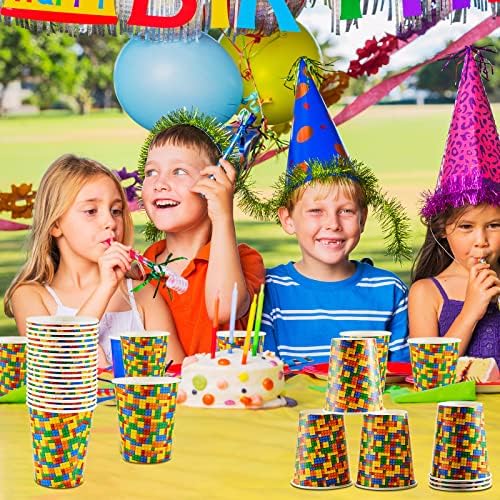 Cunhill 36 Pcs 9 Oz Party Paper Cups with Building Blocks Design