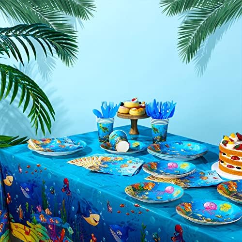 171 Pcs Ocean Party Tableware Set for 24 Guests