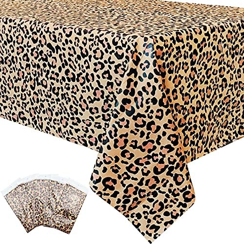 5Pcs Leopard Animal Print Table Covers for Jungle Safari Party