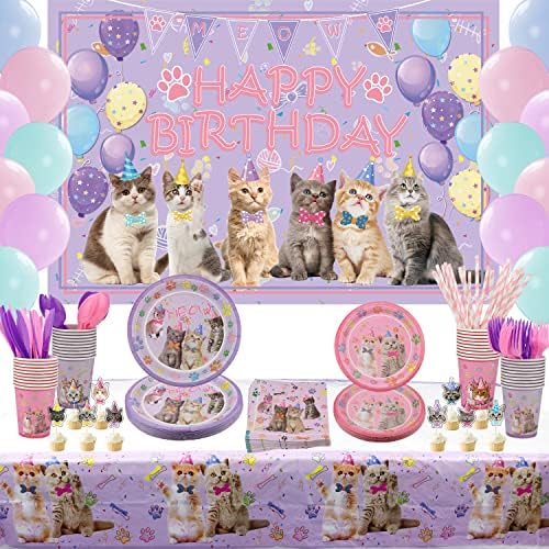 Cat Birthday Party Supplies Set for 20 Guests