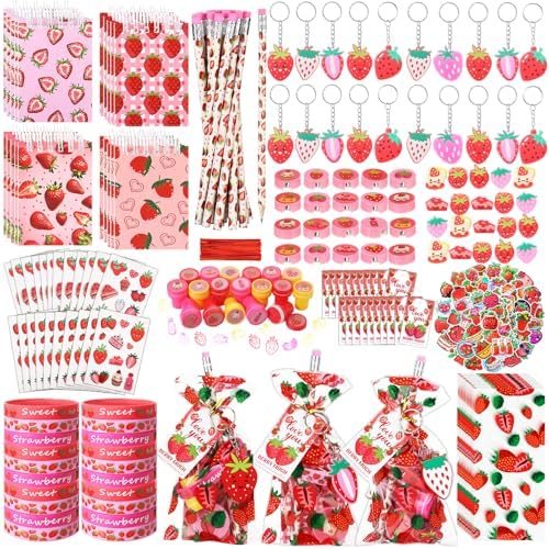 171 Pcs Strawberry Party Favors Set for Birthday Shower