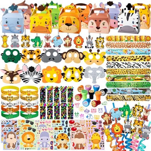 Jungle Safari Party Favors Set 92 PCS for Kids Birthday Gifts