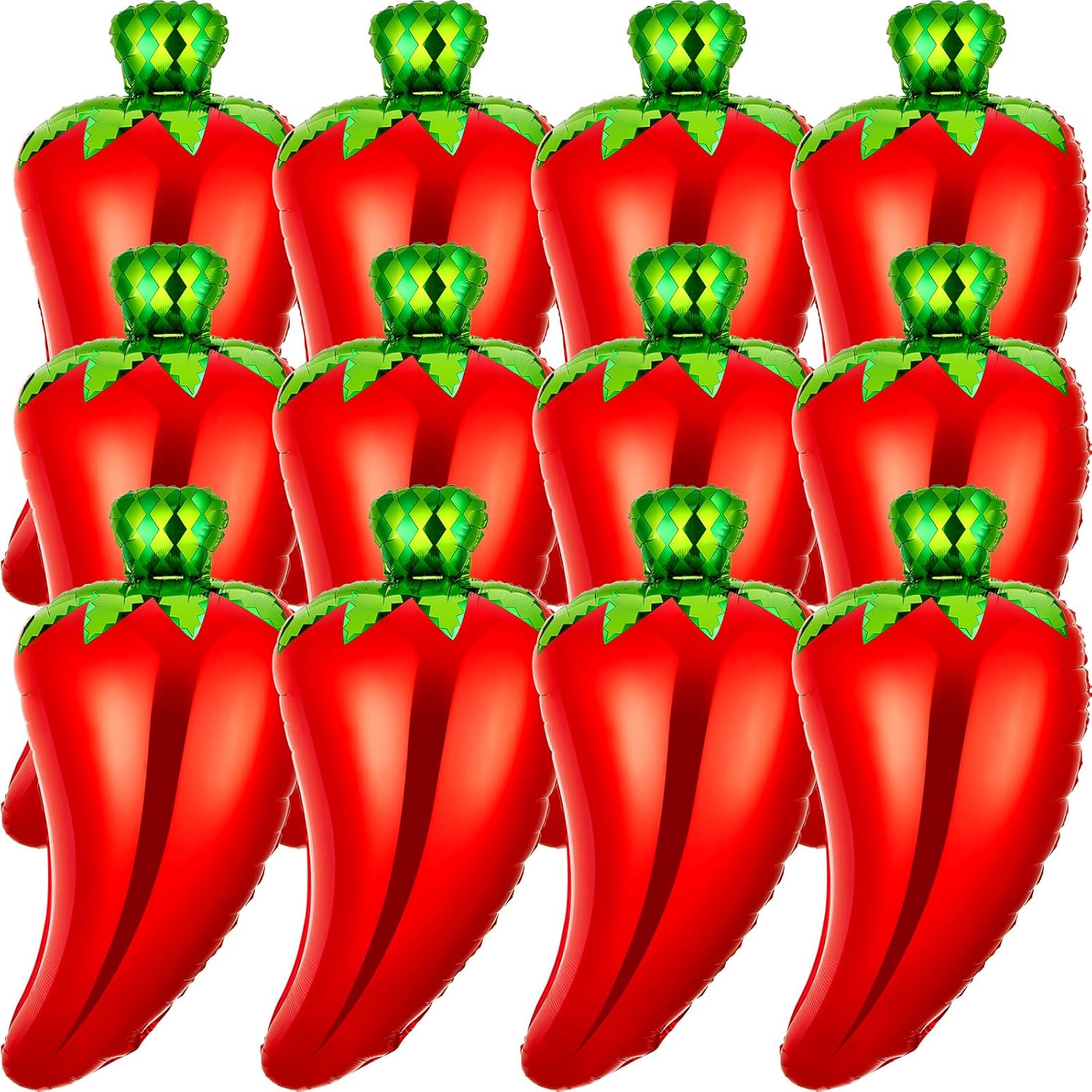 12 Pcs Chili Shaped Foil Balloons for Mexican Fiesta Decorations